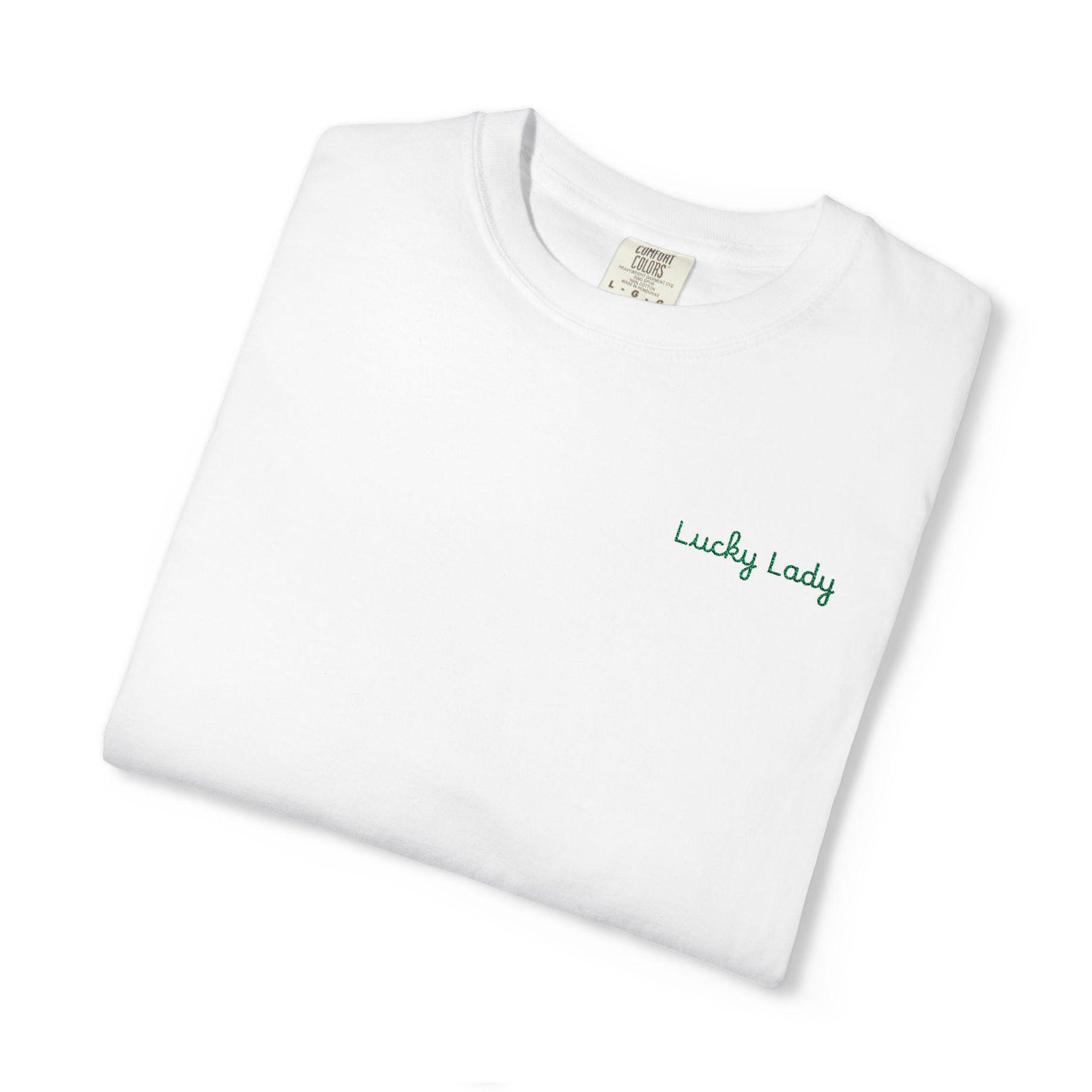 Embroidered Lucky Lady T Shirt | St Patricks Day Shirt L
