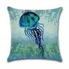 Sea Creatures Turtle Seahorse Starfish Jellyfish Pattern Cushion Cover Suitable For Sofa Bedroom Car Pillow Cover