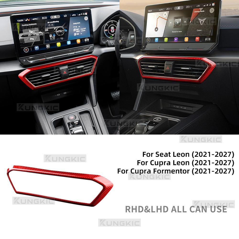 Finitura in Vera Fibra di Carbonio per Cupra Formentor/Cupra Leon/Seat Leon 2021 2022 2023 2024 2025 2026 Uscita Aria Console Centrale Auto