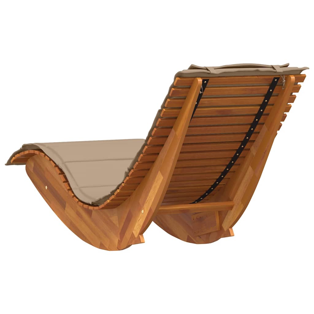 2 Person Sun Lounger with Cushions 2 Pcs Brown Solid Acacia Wood