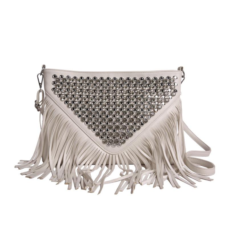 Autumn bag women's 2025 new Korean version of fashion fringed shoulder bag versatile large capacity rivet messenger envelope bag