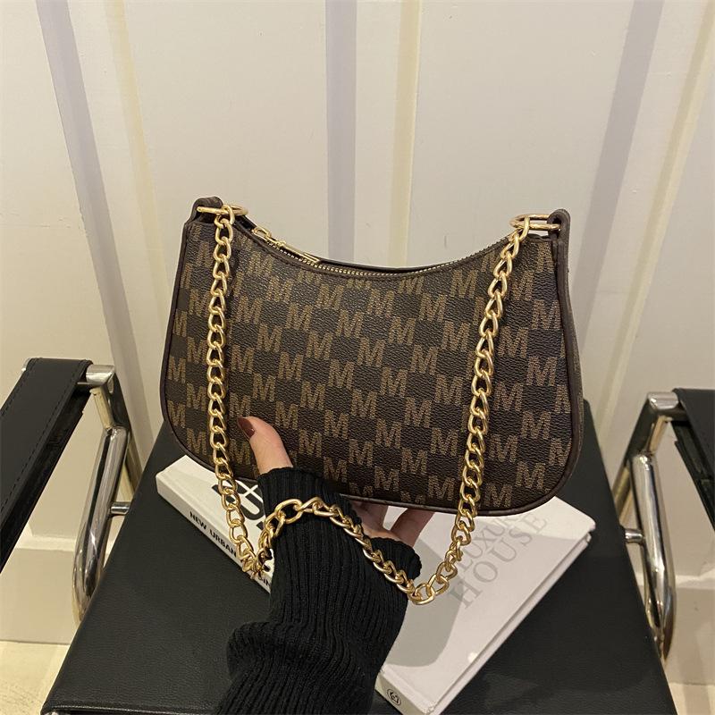 Retro Leopard Printed Chain Armpit Bag, Stylish Versatile Ladies Handbag Shoulder Bag for Daily Work, Travel, Parties, and Gift