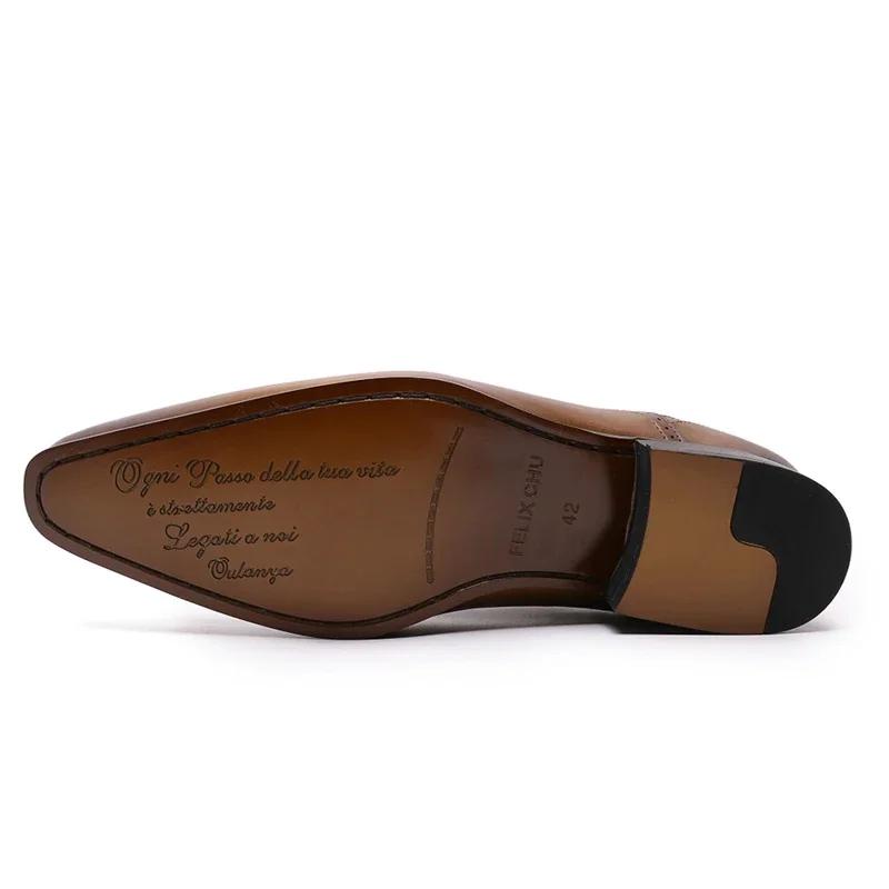 FELIX CHU Men's Genuine Leather Oxford Shoes Suede Pointed Toe Dress Shoes Business Casual Wedding Suit Formal Shoe