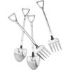 4Pcs Stainless Steel Coffee Spoons and Fruit Forks for Bistro Cocktail Tasting Appetizer and Mini Cake Silver