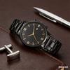Fashion Men Business Watches Black Steel Band Roma Dial Calendar Quartz Watch Wristwatches Male Clock Best Gifts Clock for Family, Friend