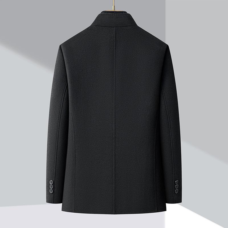 Winter Thickened Removable Down Lining Mid-length Double-sided Wool Men's Middle-aged Stand-up Collar Fur Collar Coat Woolen Coat