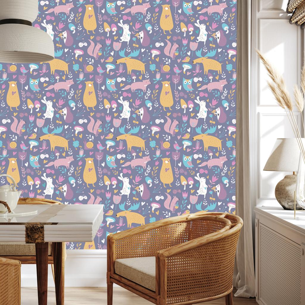 Beautiful forest animals wallpaper for living room and bedroom 50x1000