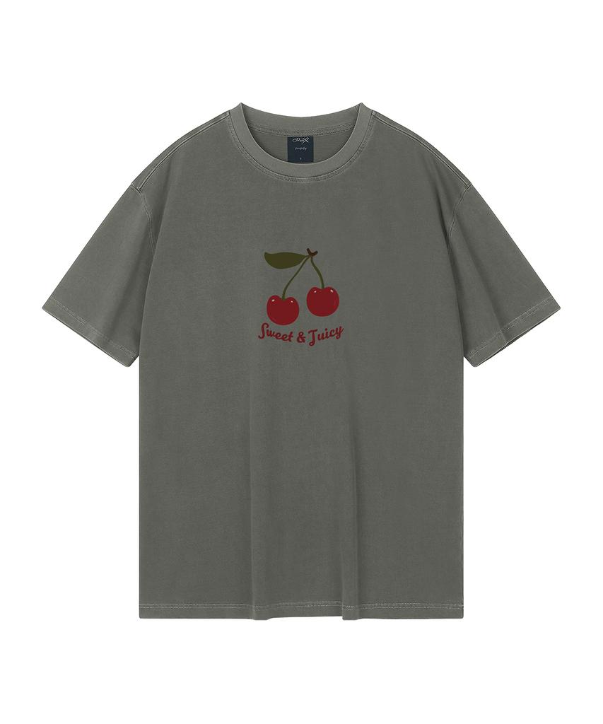 WILDROCK Juicy Cherry Pigment Oversized Short Sleeve T-Shirt (Cropped) (Type B)