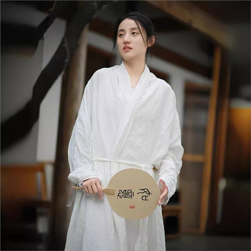 Johnature Dámské jednobarevné šaty s volným dlouhým rukávem v čínském stylu