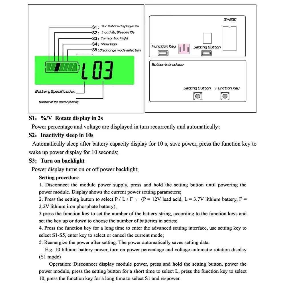 Monitor Battery Capacity Indicator Voltage Meter Battery Capacity Gauge  Percentage Display