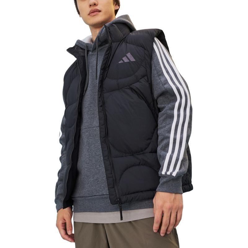 adidas Daunenwesten Herren Schwarz Stehkragen Moderat JG5937