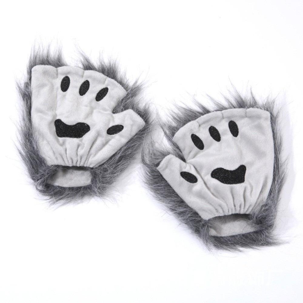 Polyester Bärenpfoten Handschuhe Halbfinger Katzenpfoten Fäustlinge Raubtierkralle Halloween Handschuhe Cosplay