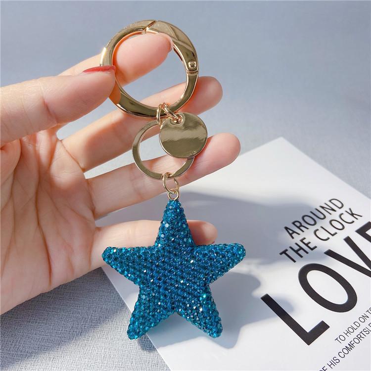 Fashion Simplicity Keychain With Five Pointed Star Pendant Shiny Details Crystal