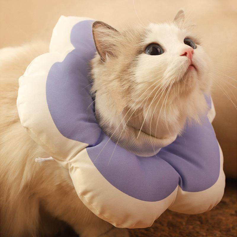 Pet Collar Adjustable Anti-Bite Surgery Wound Healing Pet Protective Collars Cute Flower Shape Cat Beauty Head Cover