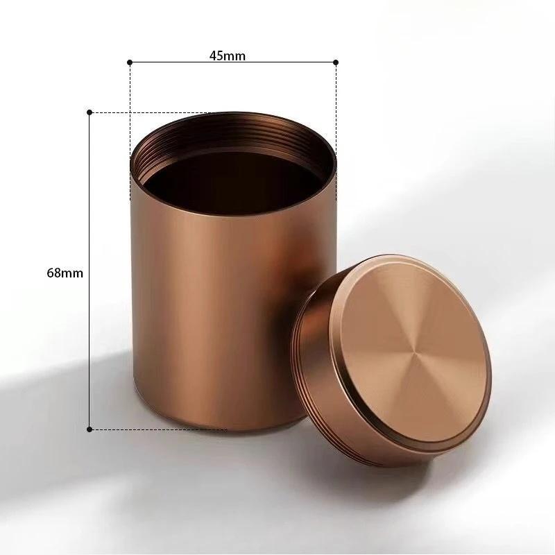 

45*68mm Portable Mini Sealed Jar Moisture-proof Aluminium Alloy Tea Can Food Storage Container Metal Box Stainless Steel
