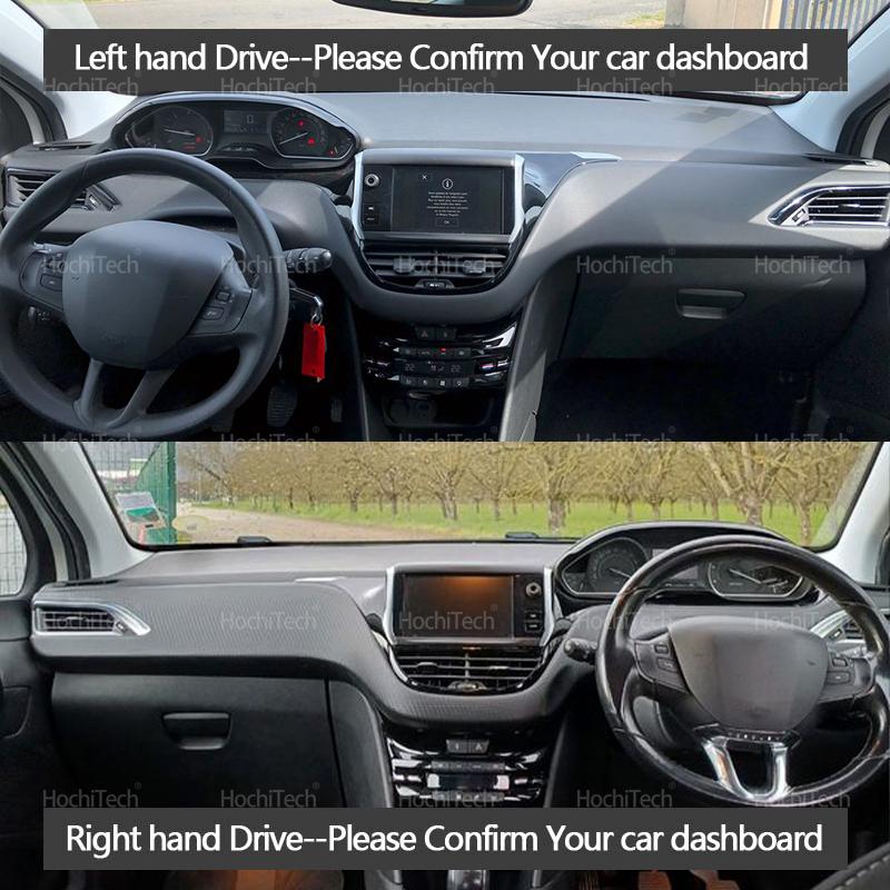 For Peugeot 208 2008 A9 A94 GT Line 2013-2018 Car-styling Suede Leather Black/Brown Dashmat Dashboard Cover Pad Dash Mat Carpet