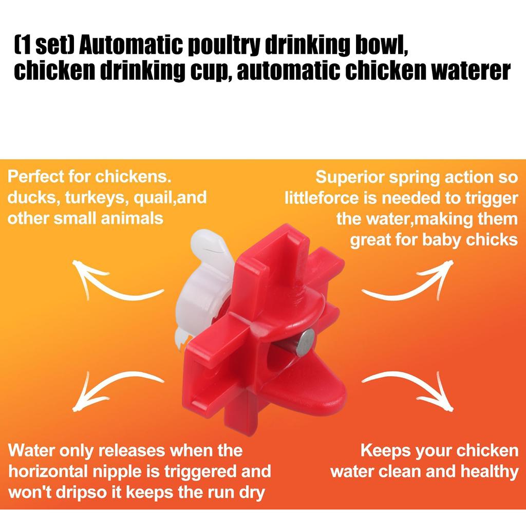 Automatic Poultry Waterer Nipples Drinking Cup SelfRegulating Water Dispenser Tool For Chicken Adult Bird Easy Install