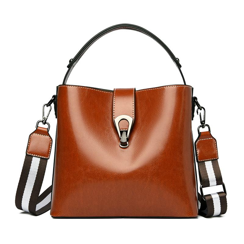 

Женская сумка-ведро из масляно-вощеной кожи, повседневная и простая сумка, большая вместимость, модная женская сумка через плечо жёлтый