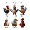 6pcs Stylish Rooster Keychain for Vehicles Keyring Pendant for Purse Backpack