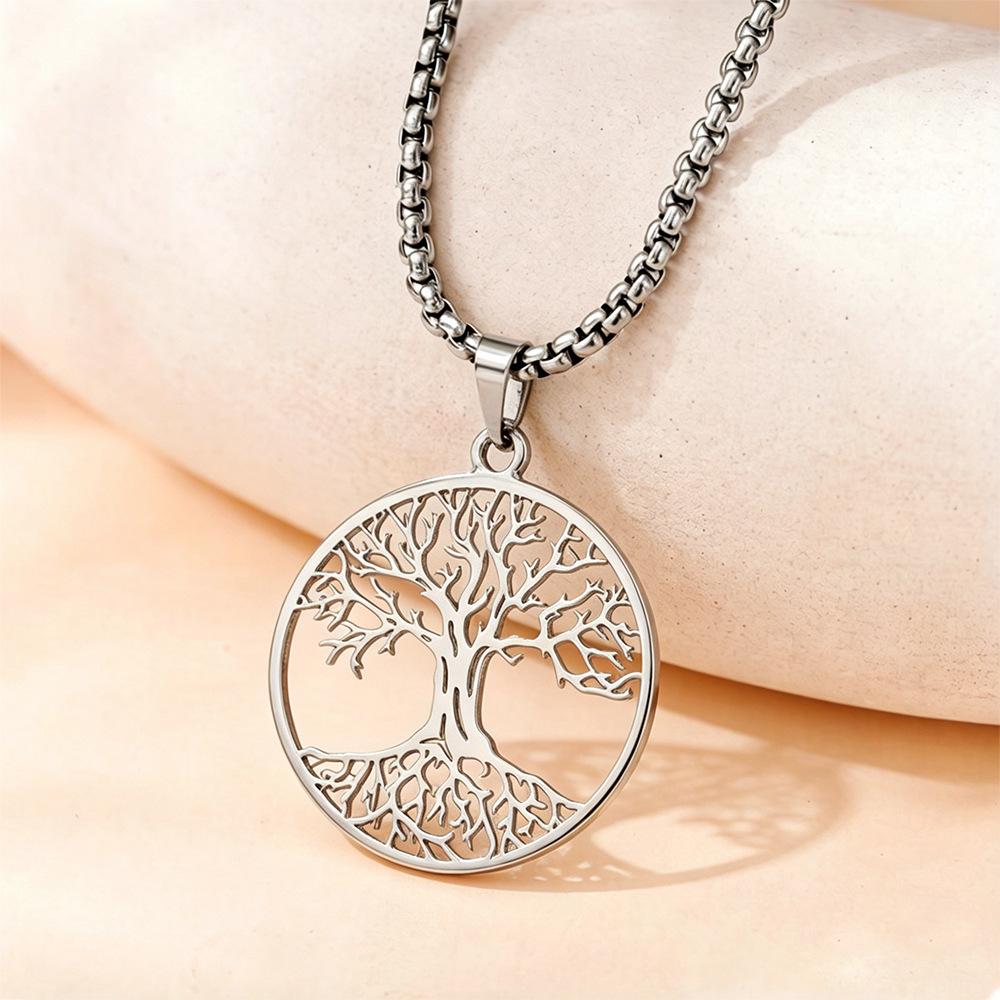 New Tree of Life Pendant Sweater Chain Retro Hollow Necklace Men's and Women's Fashion Accessories