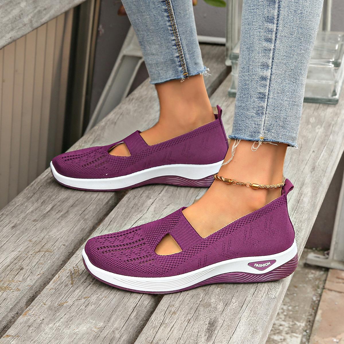 

Новые женские туфли из дышащей ткани больших размеров, спортивная и повседневная обувь 40 темно-фиолетового