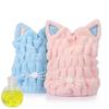 Women's Quick-Dry Coral Fleece Hair Wrap - Soft, Absorbent Cat Ear Bath Cap