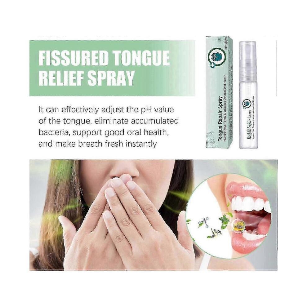 2pcs Tongue Repair Spray, Mouth Odor Eliminator & Instant Dry Mouth Relief, Fissured Tongue Relief Spray Bad Breath Eliminator