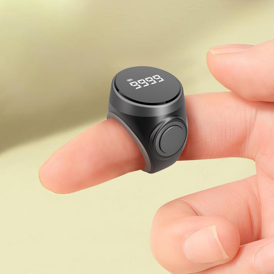 2 pcs New S9 Counter Press Night Light Ring Finger Ring Charging Smart Electronic Digital Manual Recorder