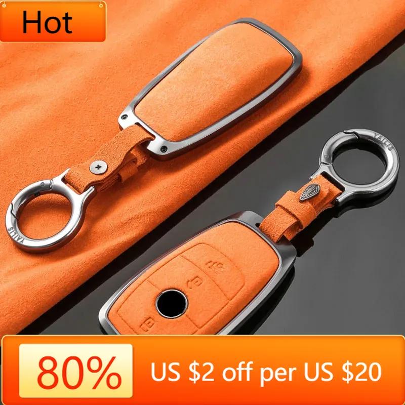 Interior Mouldings New Aluminum Alloy Suede Car Key Case for Mercedes Benz A C E S G Class GLC CLA GLB GLS W205 W222 W223 S350 S