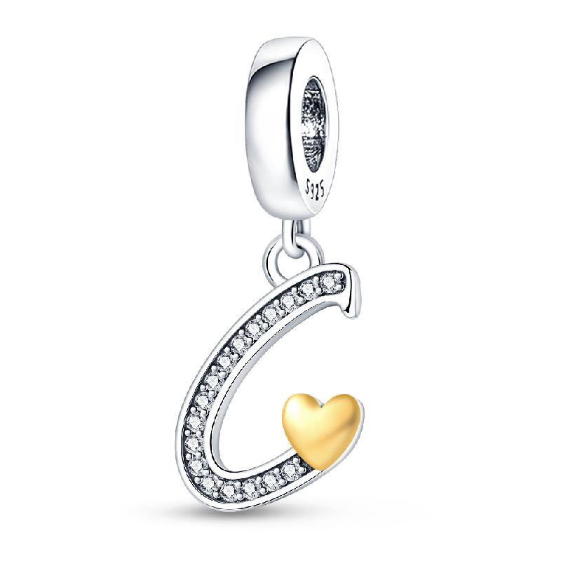 925 Silver Gold A-Z Alphabet 26 Letters Charms Bead Pendant Fit Bracelet Bangle Necklace Jewelry For Women Man