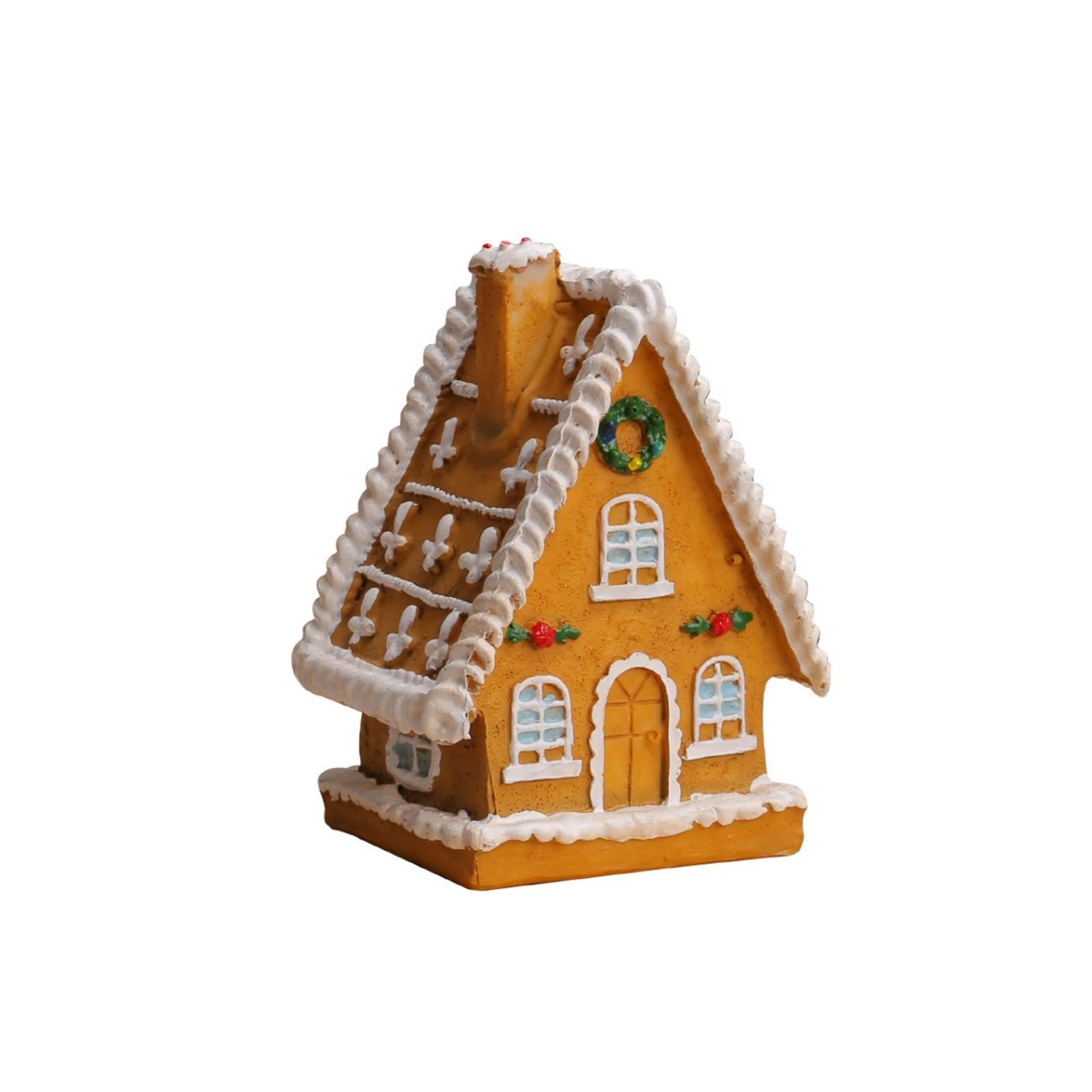 

Рождественский смоляной маленький домик Микро светодиодный светящийся домик Рождественский домик Настольное украшение Рождественское украшение One Size