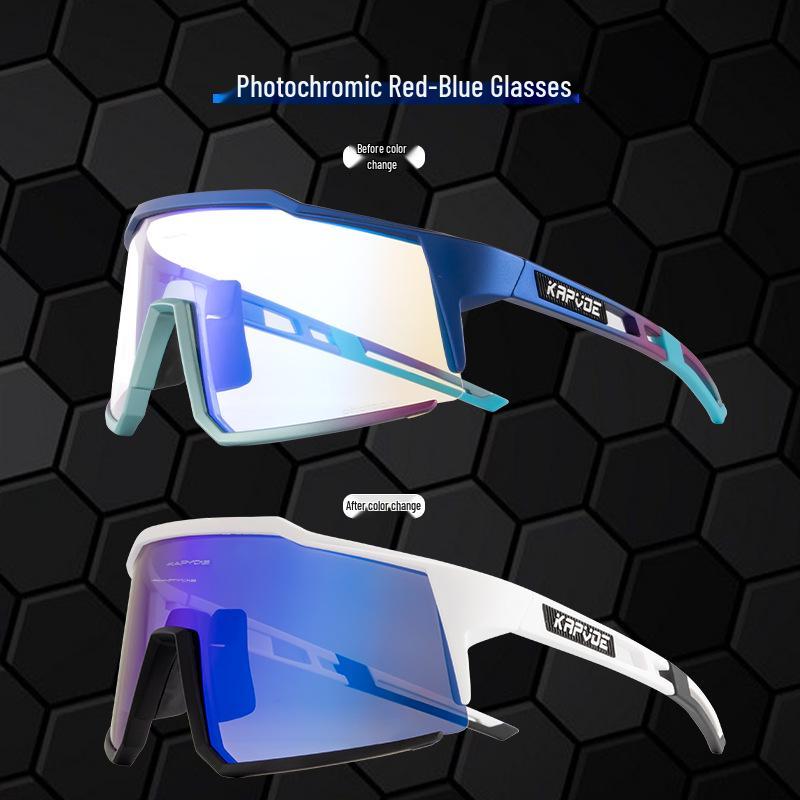Kapvoe Unisex Color-Changing Cycling Sunglasses – Red-Blue Coated for Mountain & Road Biking