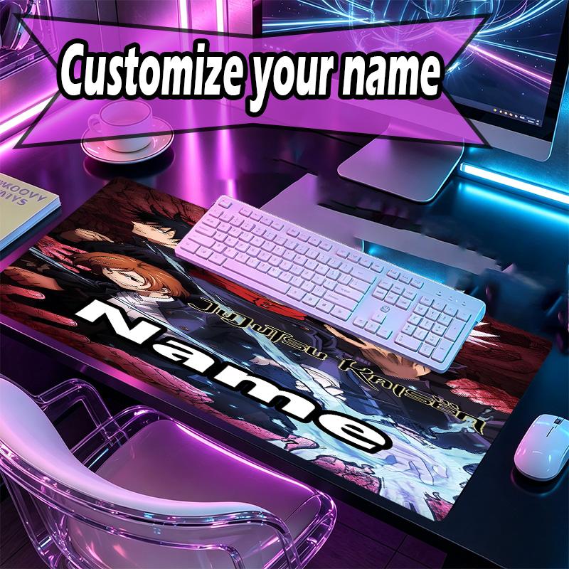 Personalizowana podkładka pod mysz z motywem Jujutsu Kaisen z imieniem, Mata na biurko do laptopa PC, Dekoracyjna mata na biurko do domu, Podkładka pod klawiaturę, Prezent