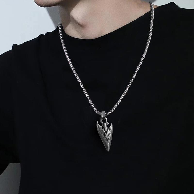Vintage Wikinger Speer Anhänger Halskette Silber Nordische Mythologie Schmuck für Männer Frauen Hip Hop Rock Modeaccessoire