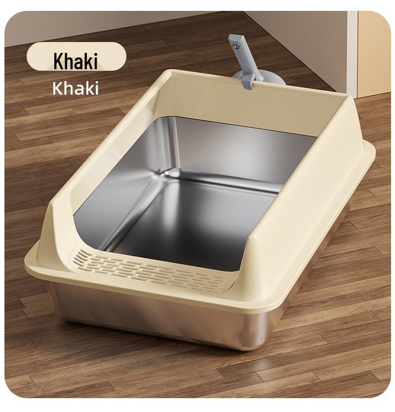 

Extra Large Stainless Steel Anti-Splash Cat Litter Box: Easy-Clean, Semi-Enclosed, Deep Design Medium (Base 7H-40*30*15)