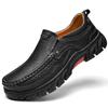 Handmade Men's Slip-On Loafers Hands-Free Casual Dress Shoes Durable Genuine Leather Walking Shoes Non-Slip Rubber Sole Footwear
