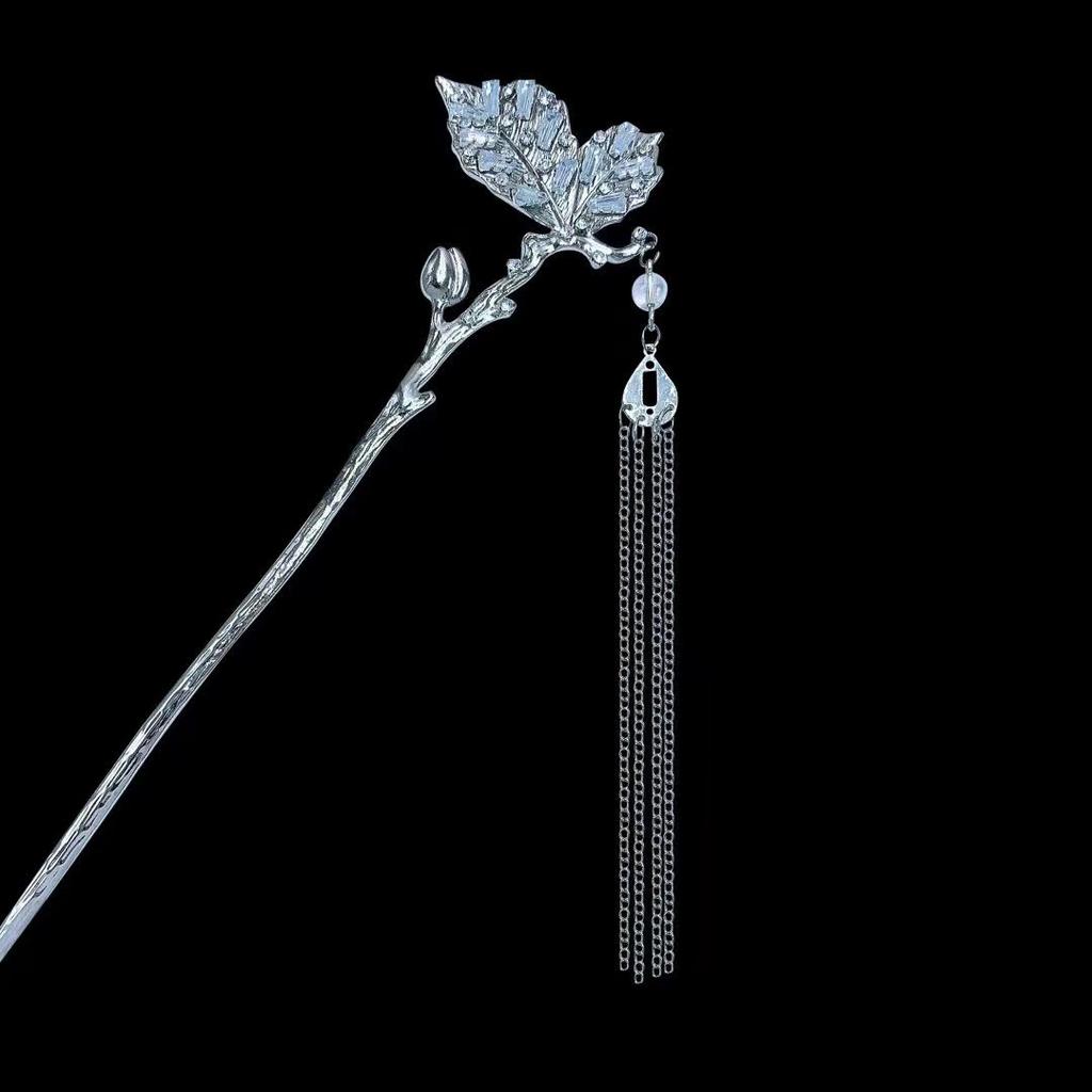 18cm Chinese Style Hairpin Elegant Flower Butterfly Tassel Hair Stick For Women Vintage Hanfu Metal Jewelry Hair Accessories 1pc