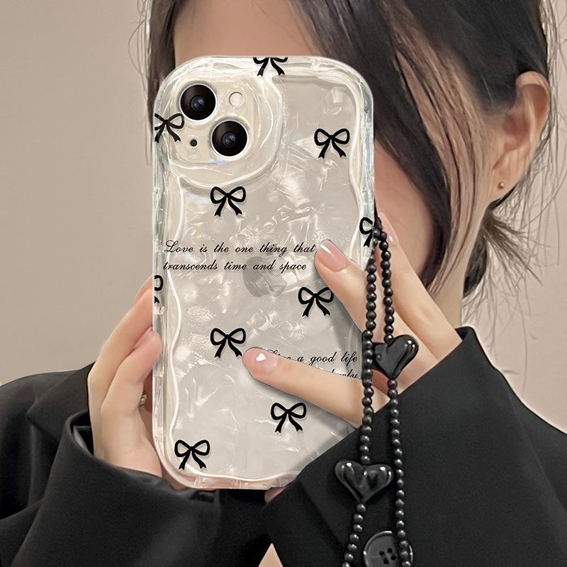 Applicable To Apple 11 Mobile Phone Case iPhone11/11 Black Bow Chain 11/11promax Transparent Soft Silicone