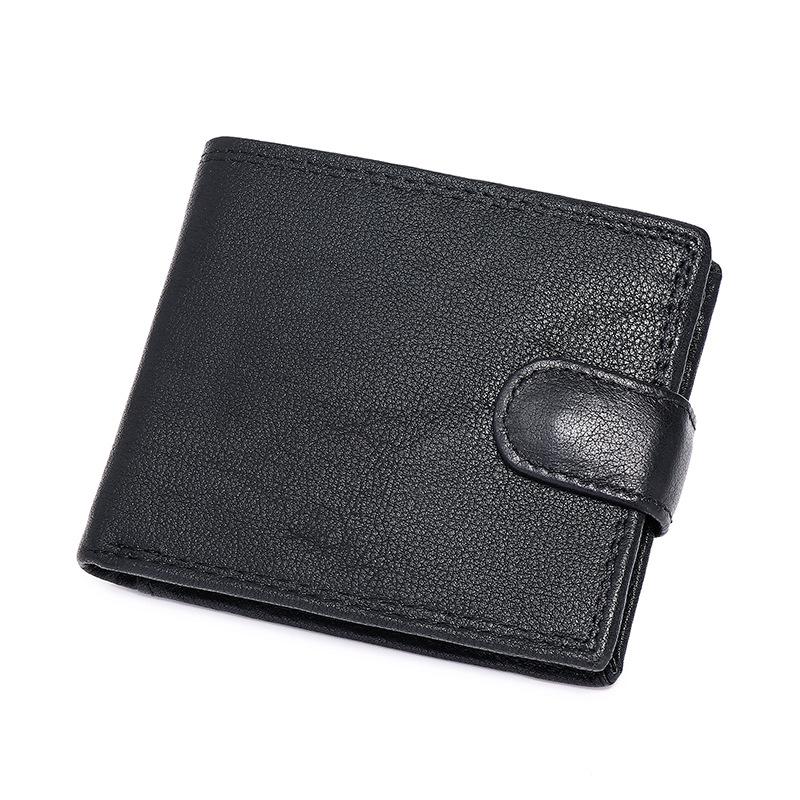 

Кожаный кошелек с пряжкой, отделением для нескольких карт, большой вместимостью, мужской кошелек с окошком для удостоверения личности и кошельком для монет чёрный