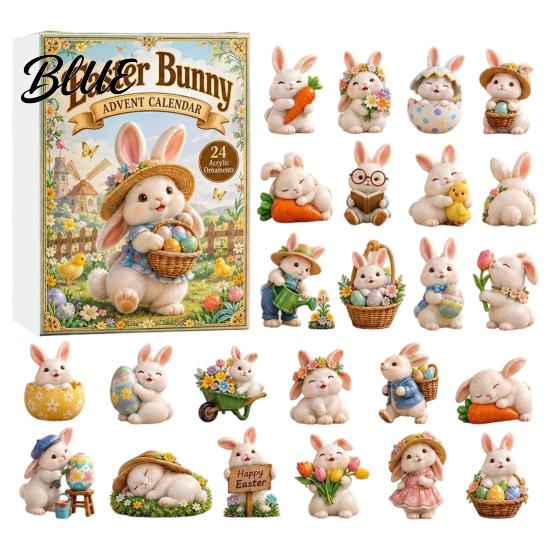 Acrylic Rabbit Advent Calendar 2026 Bunny Calendar, 24 Days Ornaments Christmas Countdown Birthday Party Favors 2D Flat Cute Animal Pendants for Xmas