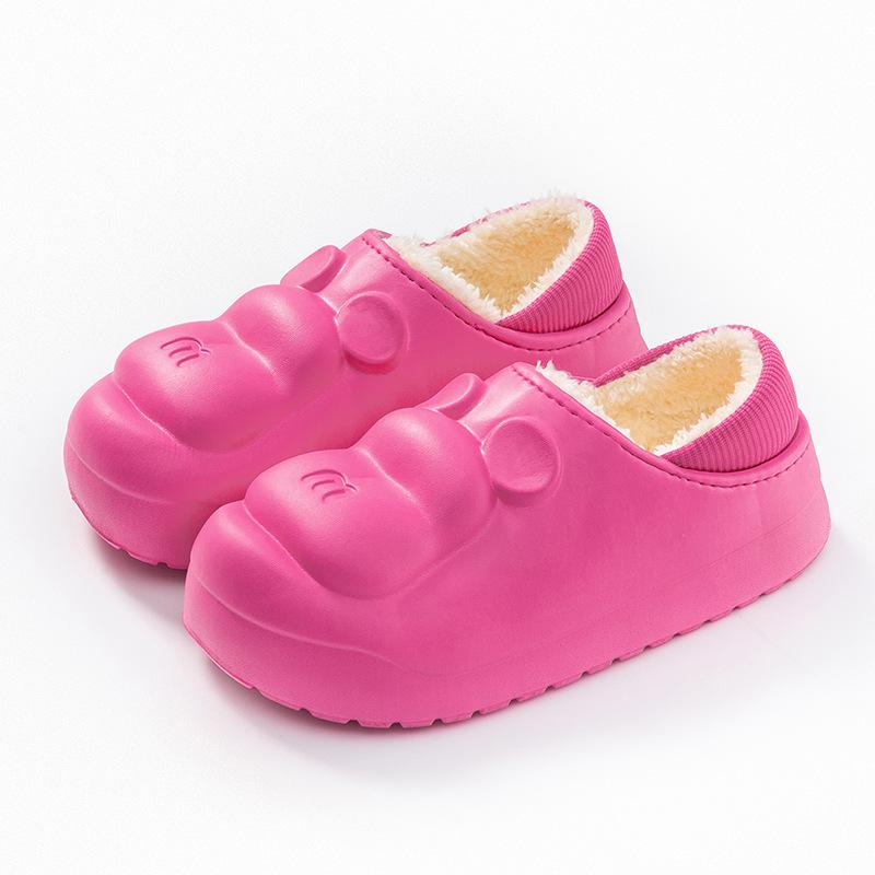 Cotton Slippers Autumn and Winter Outer Wear Bag and Indoor Home Thick Bottom Velvet Easy To Clean Couple Hair Slippers