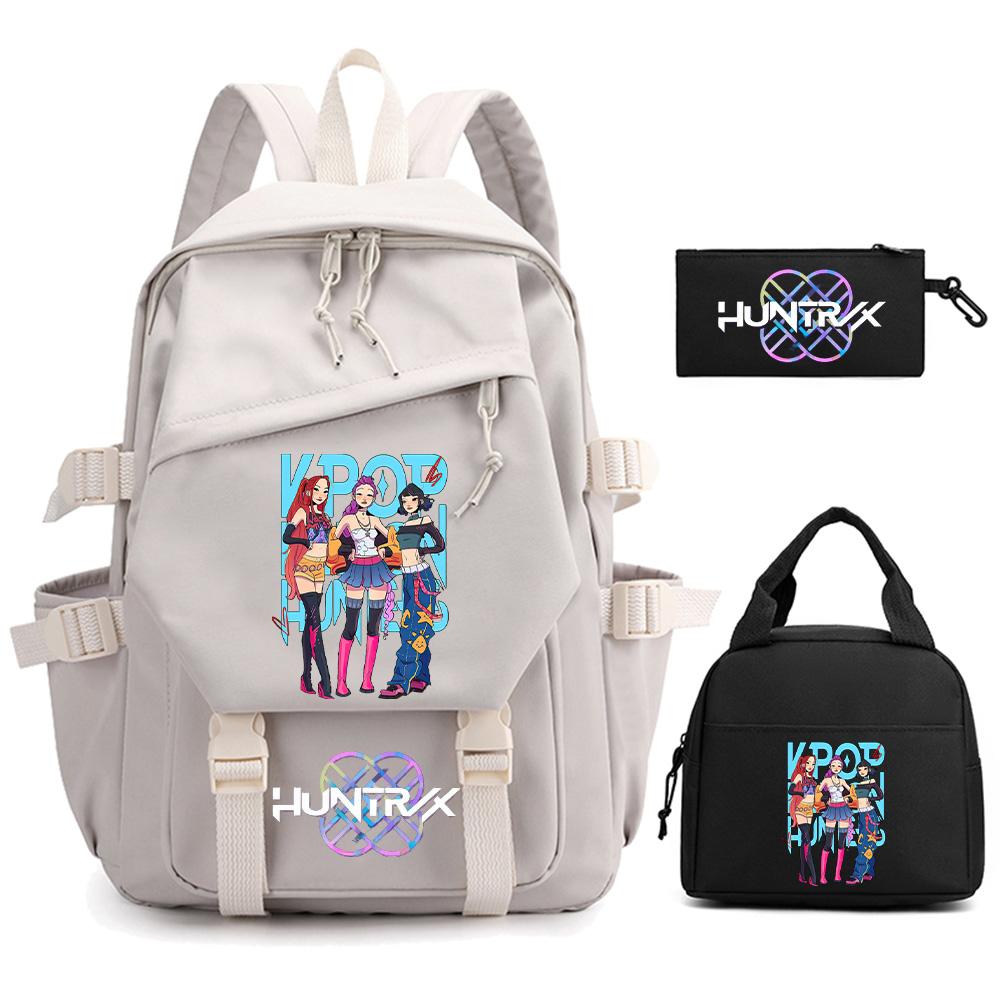 3 Stück/Set Cartoon Kpop Dämonenjäger Bedruckter Rucksack für Teenager Junge Mädchen Kinder Große Kapazität Schultasche Studenten-Buchtasche Damen Reisetasche Mochila