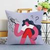 Illustration Style Printed Decorative Pillowcase Bedroom Living Room Square Cushion Pillowcase