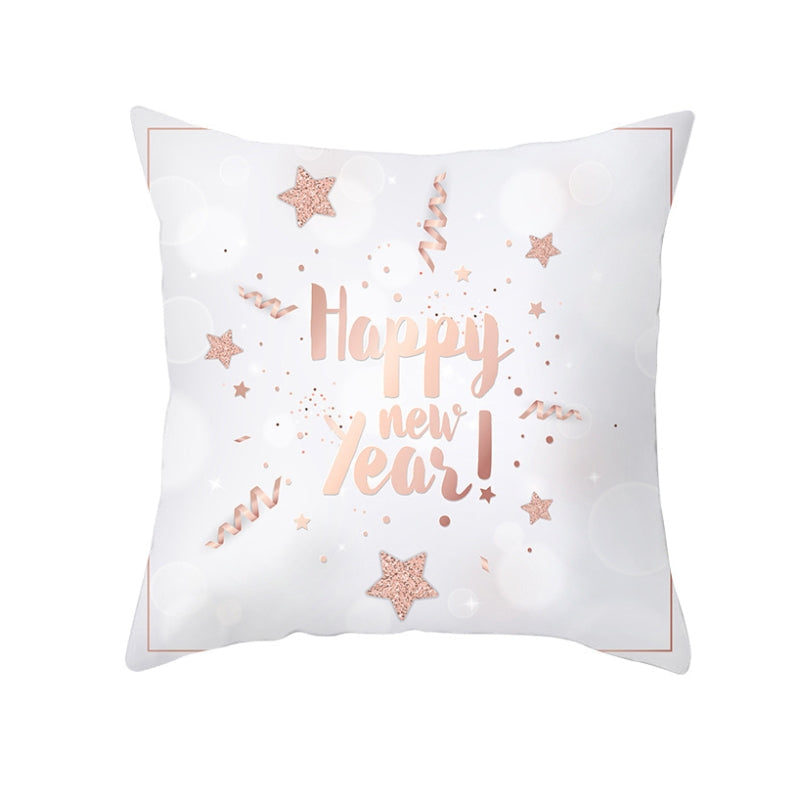 Santa Claus Christmas Ornament Print Pattern Cushion Cover Home Living Room Sofa Decoration Square Polyester Pillow Pillow Cover