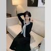 Autumn Clothing with High-end Black Waist and Thin Dress, Children's Autumn and Winter New Small Medium and Long Dress