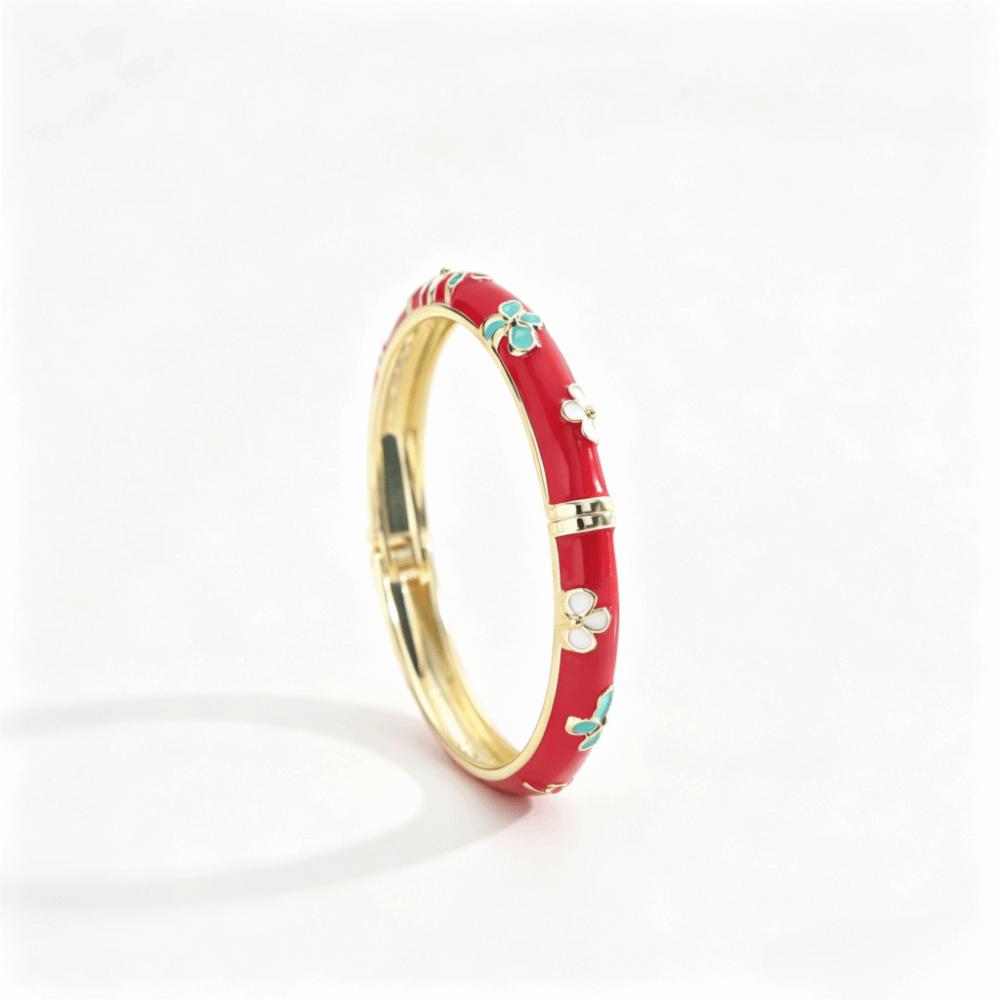 Elegant Design Enamel Bangle Flower Texture Open Clamp Bangle Light Luxury Dropped Glaze  Gifts