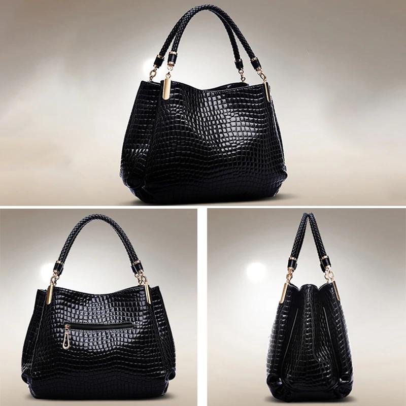 Bolsa Feminina Tote Grande Capacidade Deslocamento Diário Bolsa de Ombro Feminina Estampa Crocodilo Bolsa de Mão Face Brilhante