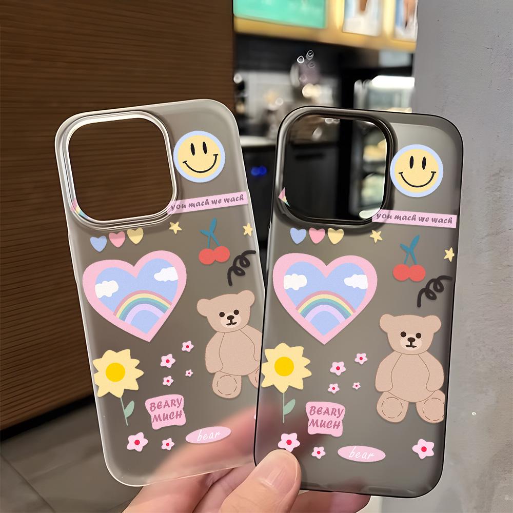 Mobile Phone Cases for iPhone 11 13 15 Pro Max 12 14 Pro Max Case iPhone 16 15 Plus 13 Pro 12 Mini 13 Mini Frosted Texture Painted Cartoon Flowers