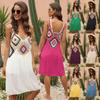 Handgehäkeltes Blumen-Strandkleid - Ethnisches Cover-up aus Bambus-Baumwollstoff, Minirock