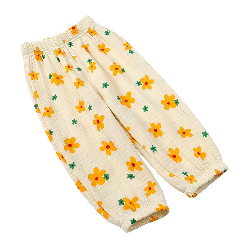 Baby Mosquito-Repellent Cotton Gauze Bloomers Spring Summer Lightweight Loose Fit Pants for Boys and Girls